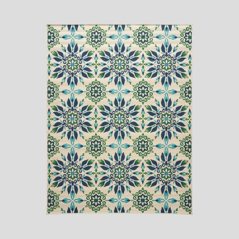 8' x 10' Le Soleil Outdoor Rug Black/Ivory - Linon