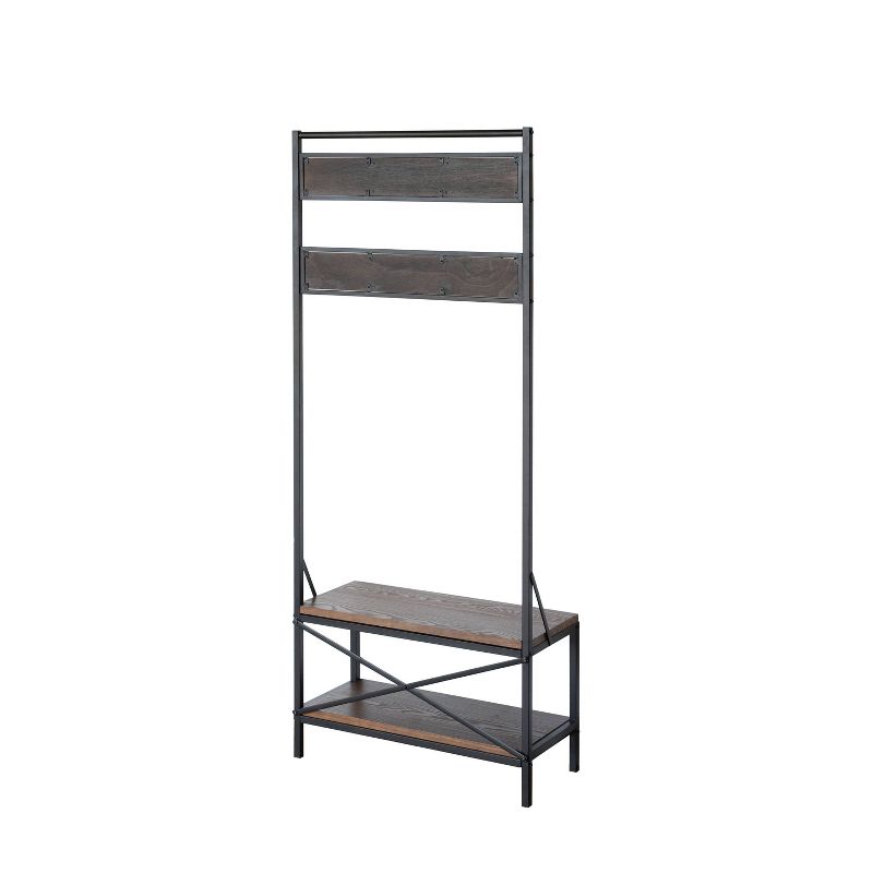 28" Winlock Coat Rack Bench Walnut Brown - Summerland Home