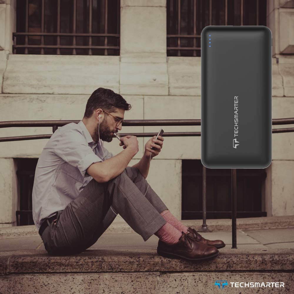 Techsmarter 20,000mAh PD USB C Portable Charger (18W), High-Capacity Power Delivery Power Bank Compatible with iPhone 11/X/XS/XR/8, Samsung S8/S9/S10, iPad and More