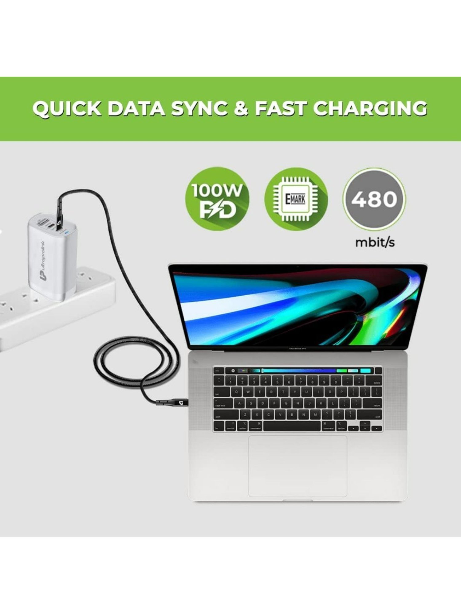 Moerdon SCB138 Fast Charging Data transfer Cable with LED indicator (Black)