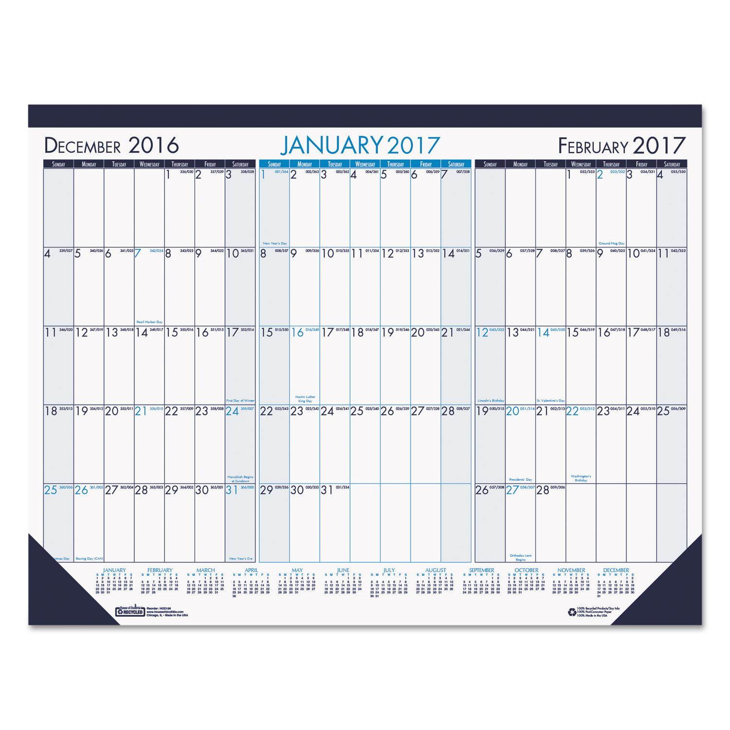 House of Doolittle Three Month Desk Pad Calendar, 22 X 17, 2021-2023 136