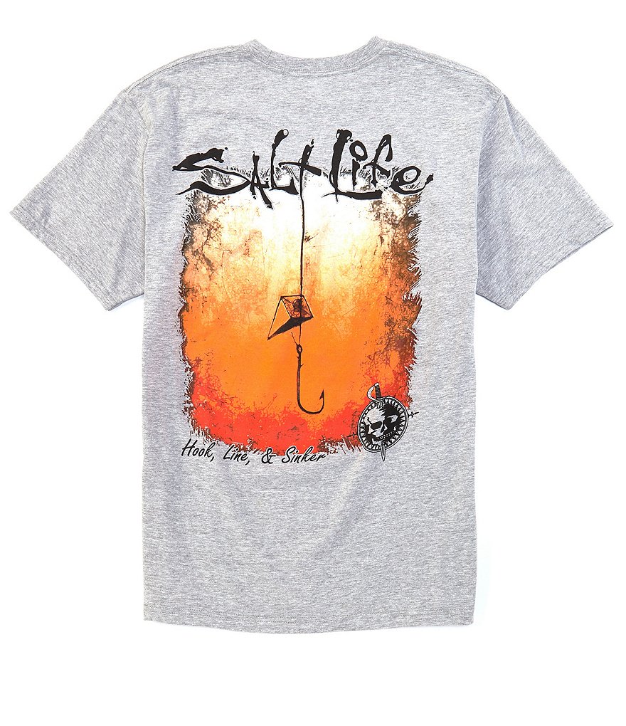 Salt Life Hook Line And Sinker Fade Short-Sleeve Pocket Tee