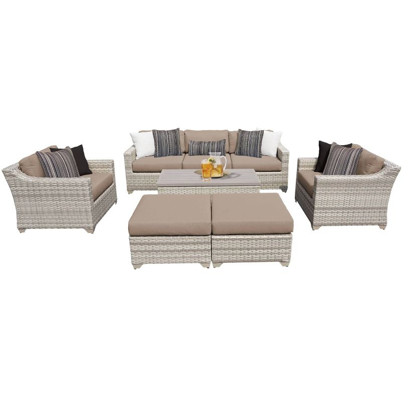 3pc Outdoor Wicker Conversation Set with Sofa Chairs & Table - Crestlive Products