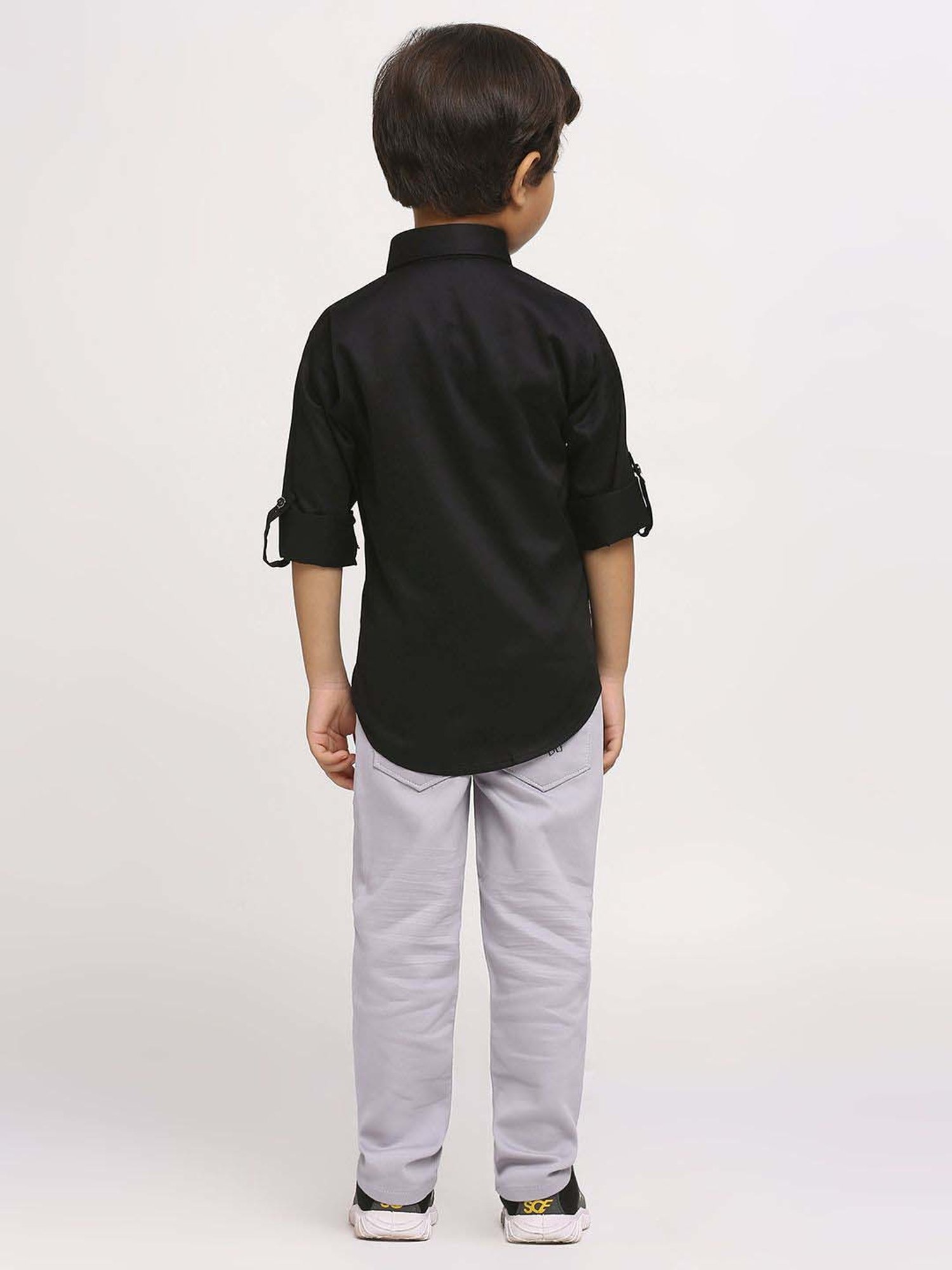 Kids Island Boys Black & Grey Printed Full Sleeves Clothing Set