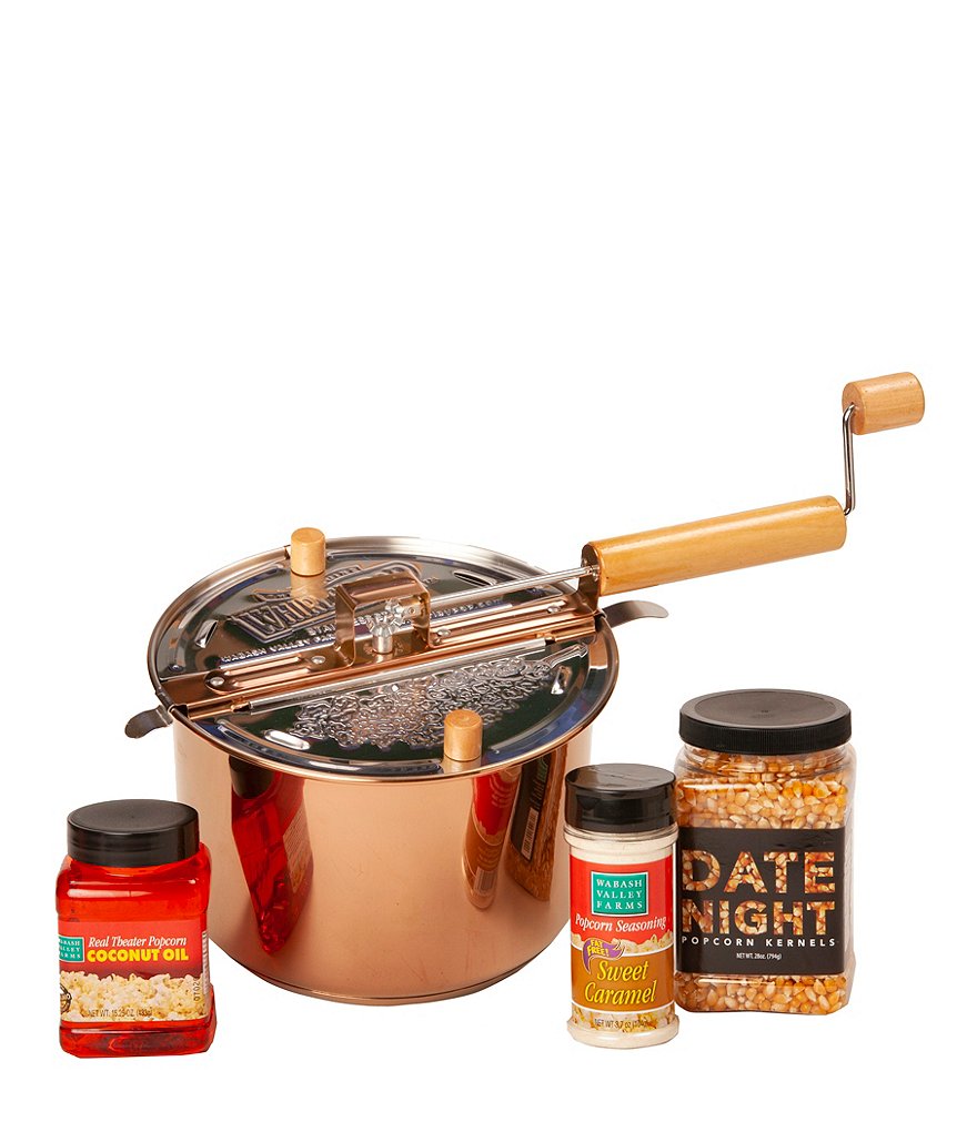 Wabash Valley Farms Stainless Steel Whirley-Pop Popcorn with Sip & Snack Set