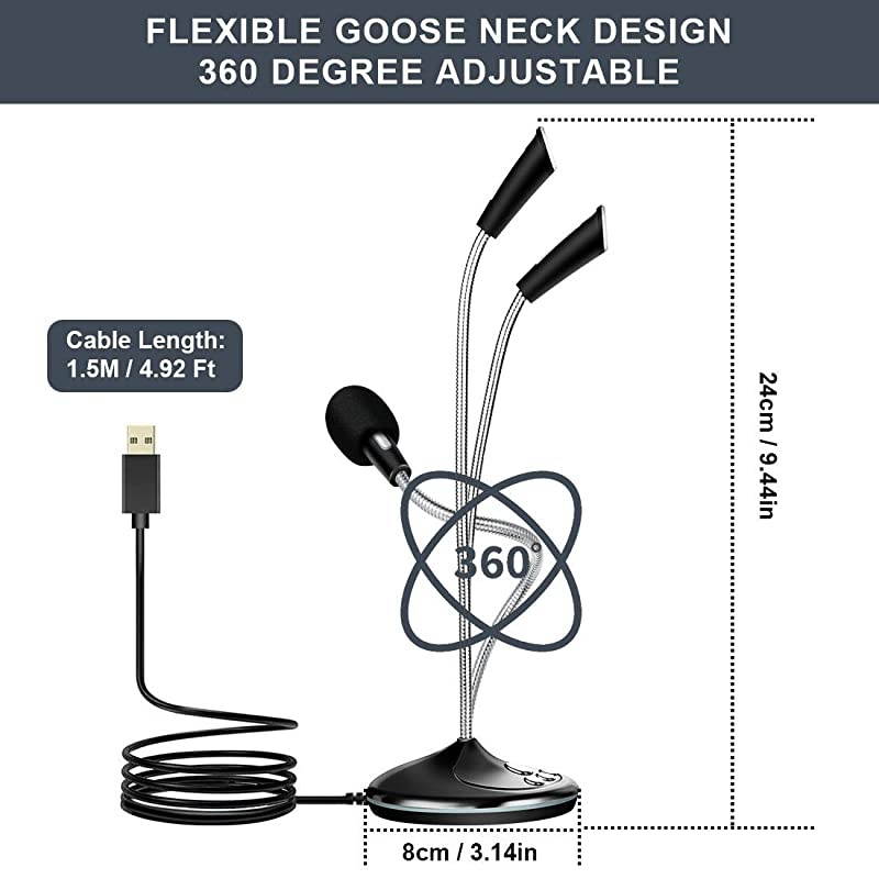 USB Microphone for ComputerPlugampPlay Streaming Vocal Voice Studio Recording Condenser Mic with ButtonCompatible with Desktop PC LaptopMac Ideal for YouTubeSkypeRecordingGamingPodcast