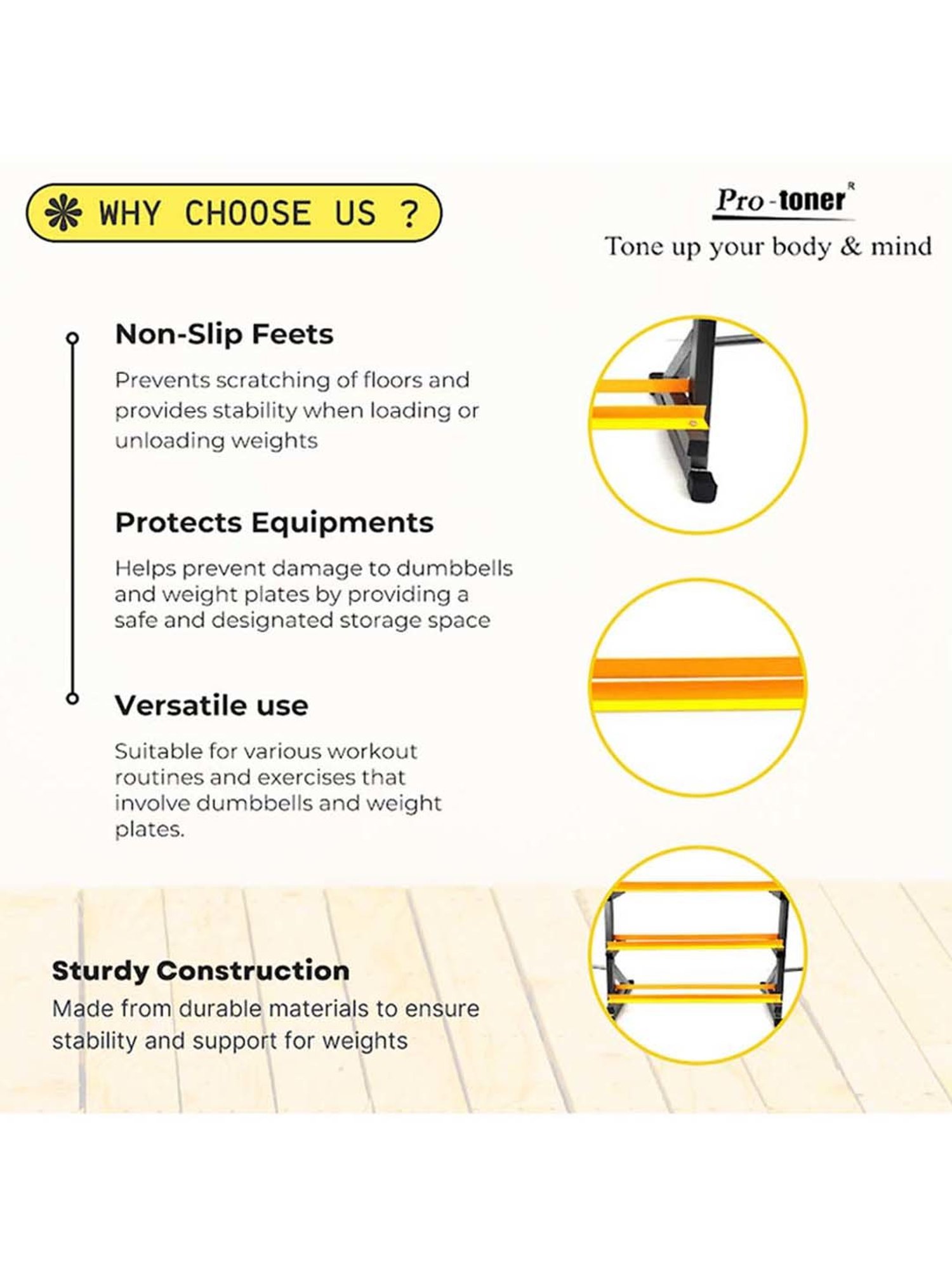 Protoner 2 in 1 Multipurpose Weight Rack (Yellow) Size - 112x20x10