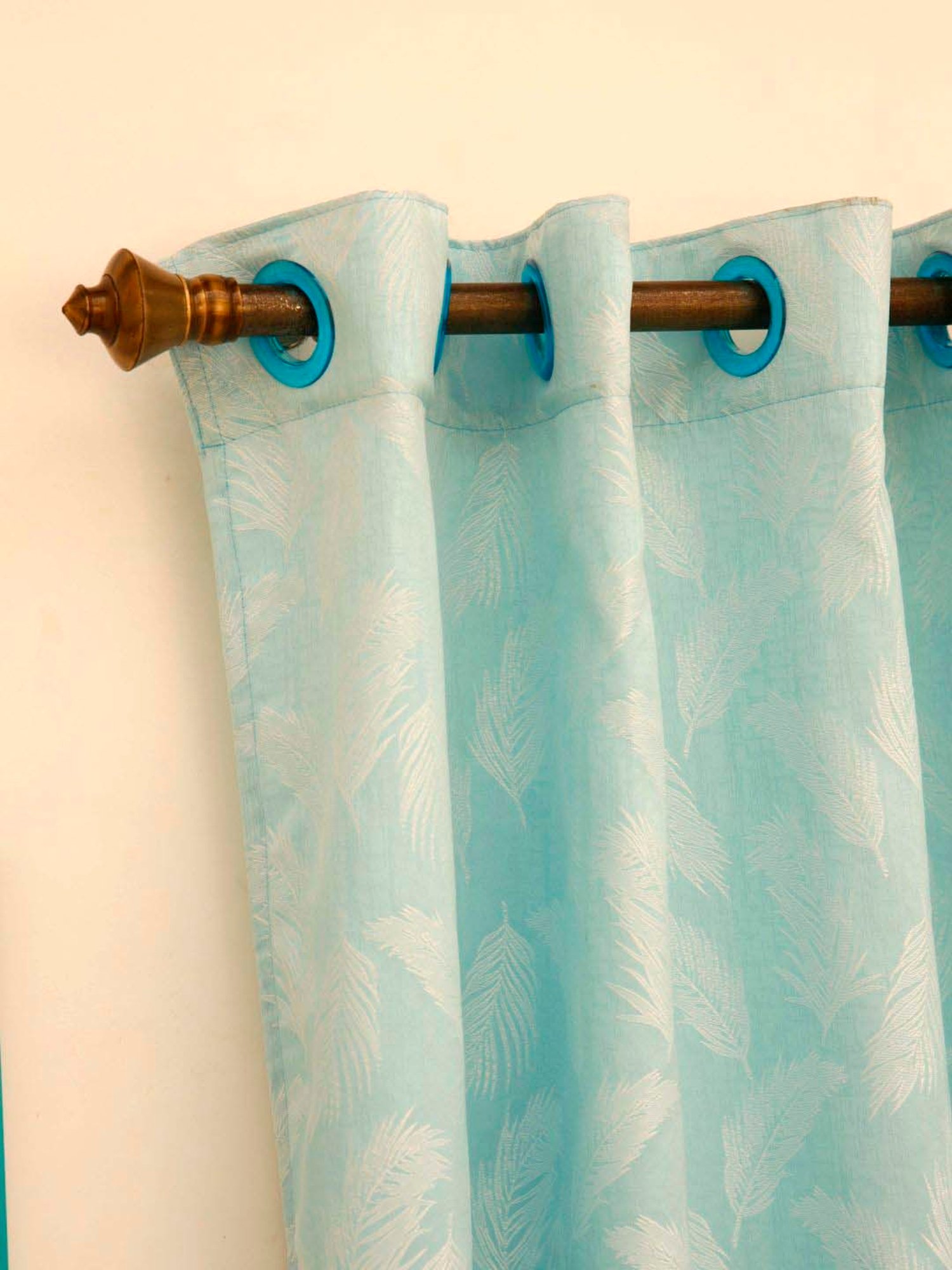 Ariana Aqua & White Polyester 7 Ft. Door Curtain