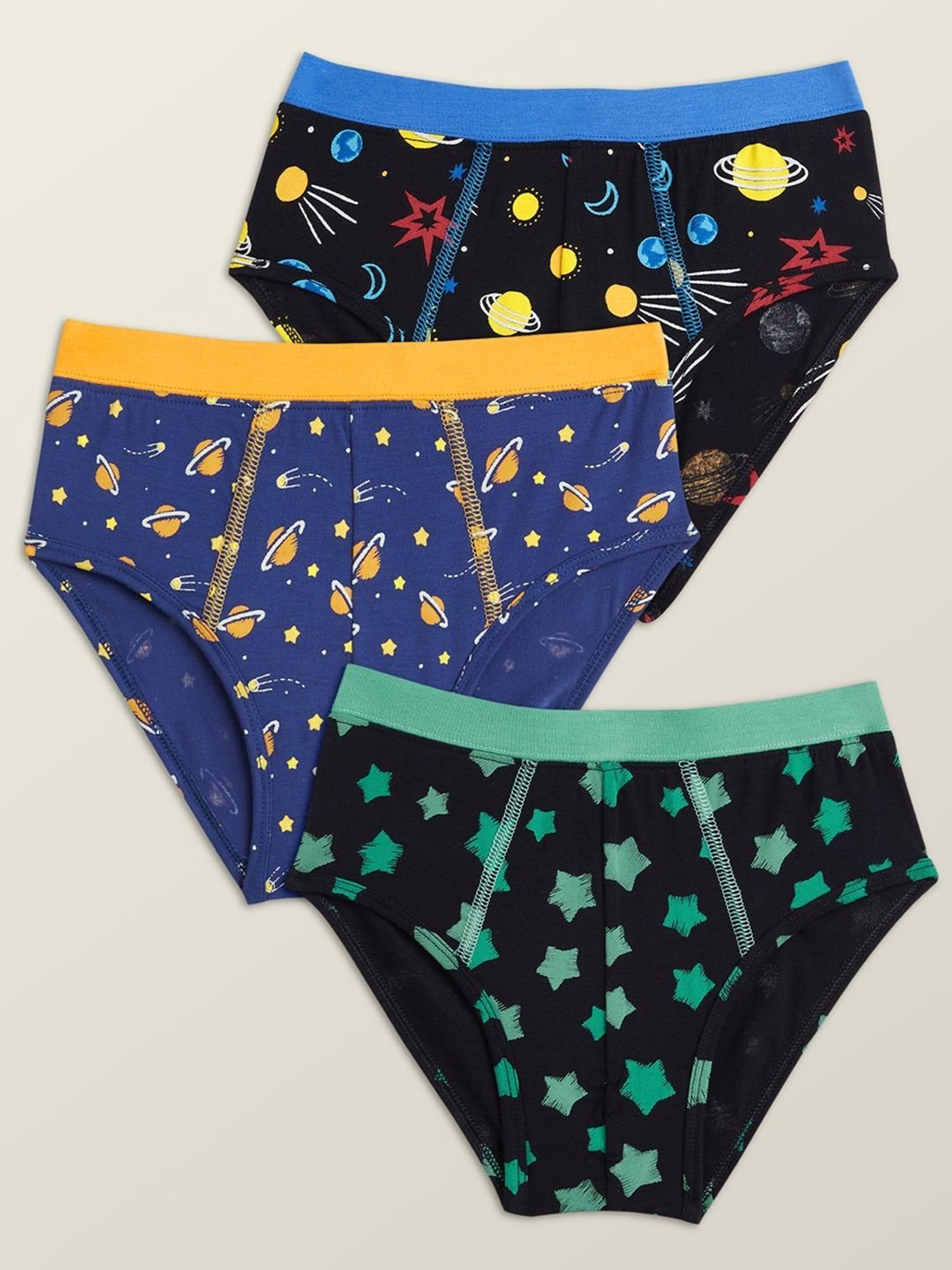 XY Life Kids Purple & Blak Printed Breifs (Pack of 3)