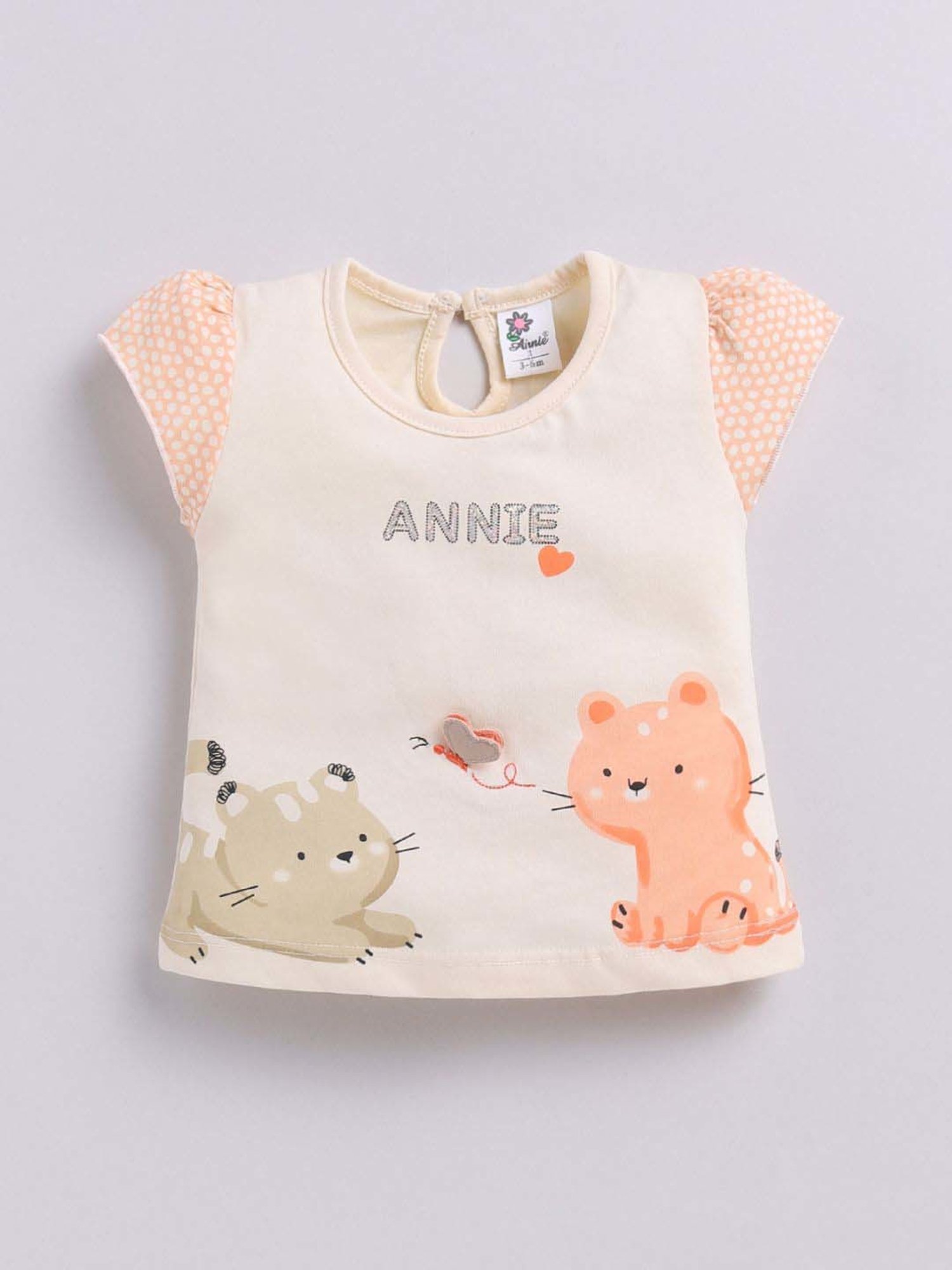 ANNIE Girls Brown Cotton Printed Top & Short sets