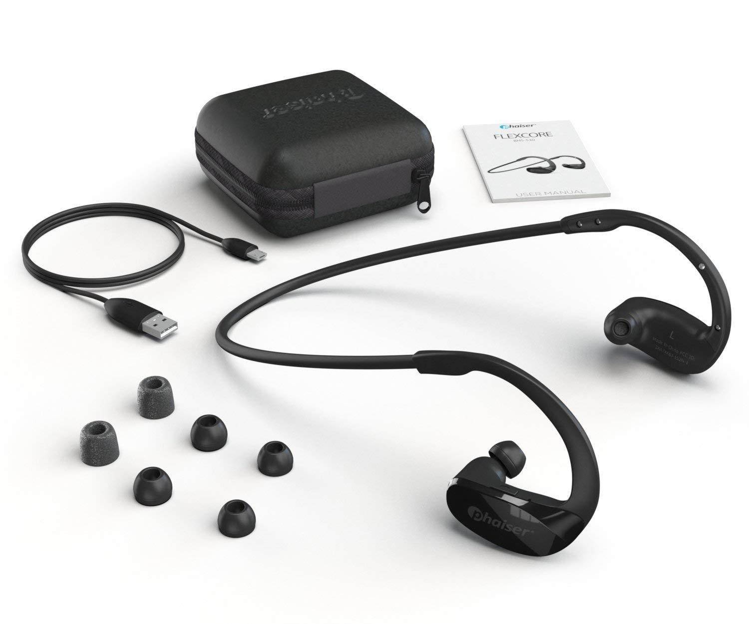 Phaiser BHS-530 Bluetooth Headphones for Running, Wireless Earbuds for Exercise or Gym Workout, Sweatproof Stereo Earphones, Durable Cordless Sport Headset w\ Mic