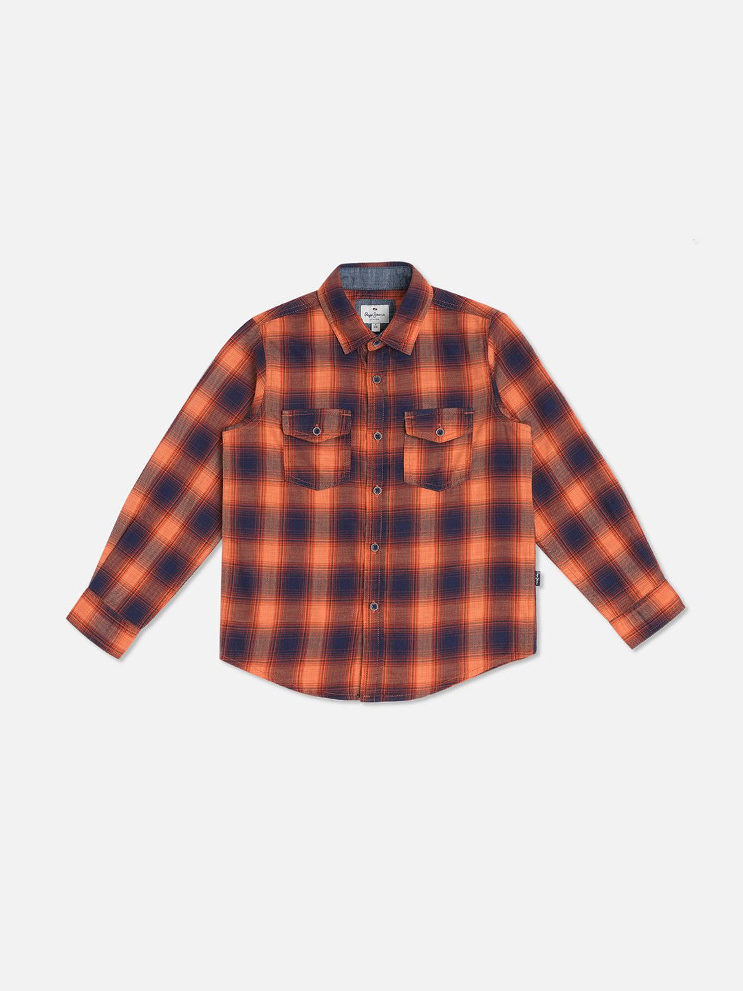 Pepe Jeans Kids Orange Checks Shirt