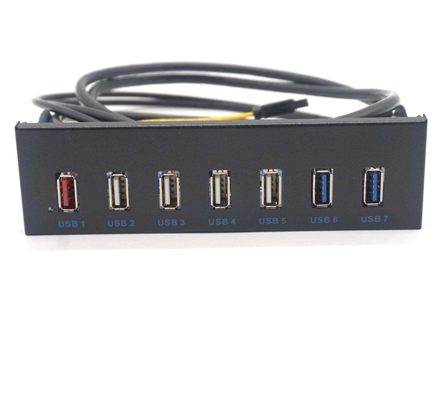 Plugadget 7 Ports USB 3.0 Hub 5Gbs 5.25" CD-ROM Drive Bay Front Panel for Computer Case USB 2.0 HUB 1.2 Rapid Charging Bracket