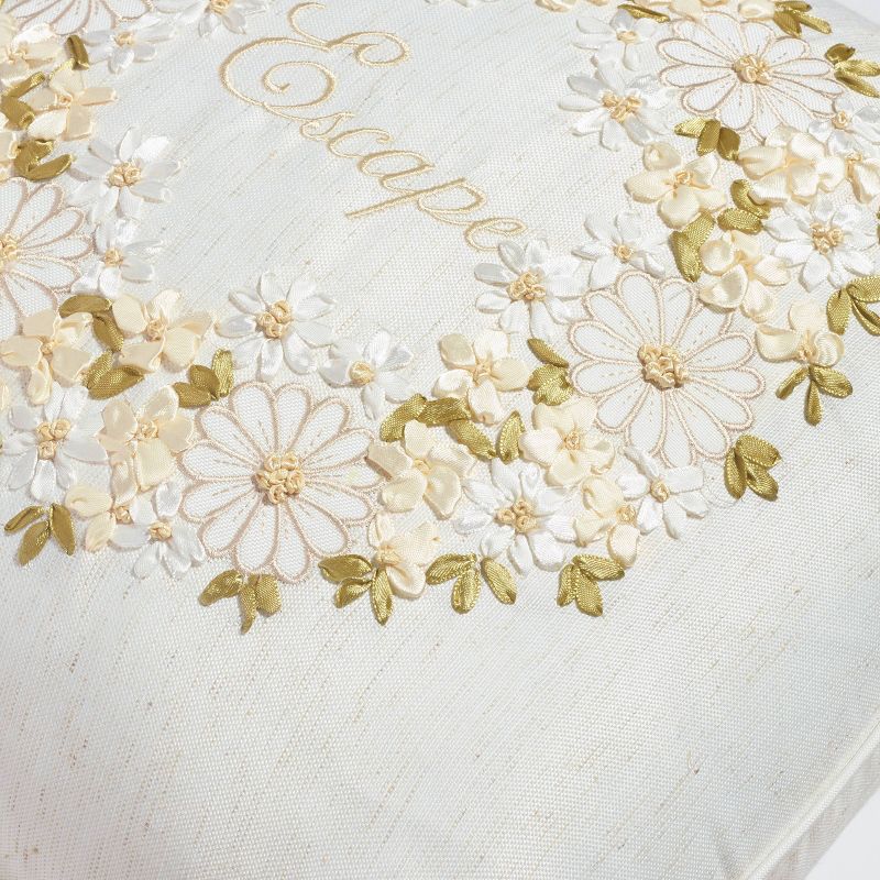 18"x18" Escape Embroidered Square Throw Pillow Natural - Sure Fit