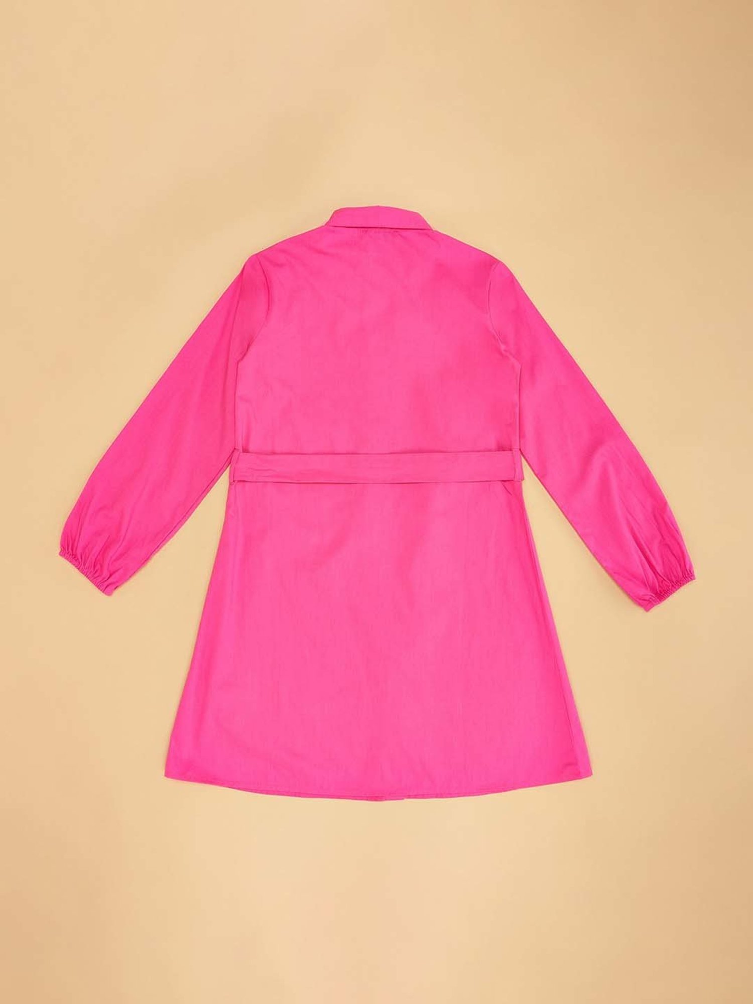 YU by Pantaloons Kids Pink Cotton Loose Fit Full Sleeves Dress