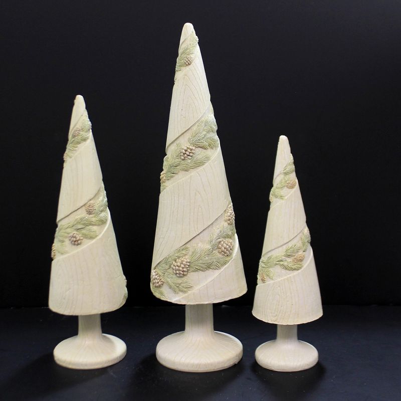 Christmas 15.0" Wood Grain Tree W/Pinecones Greenery Cone Shape  -  Decorative Figurines