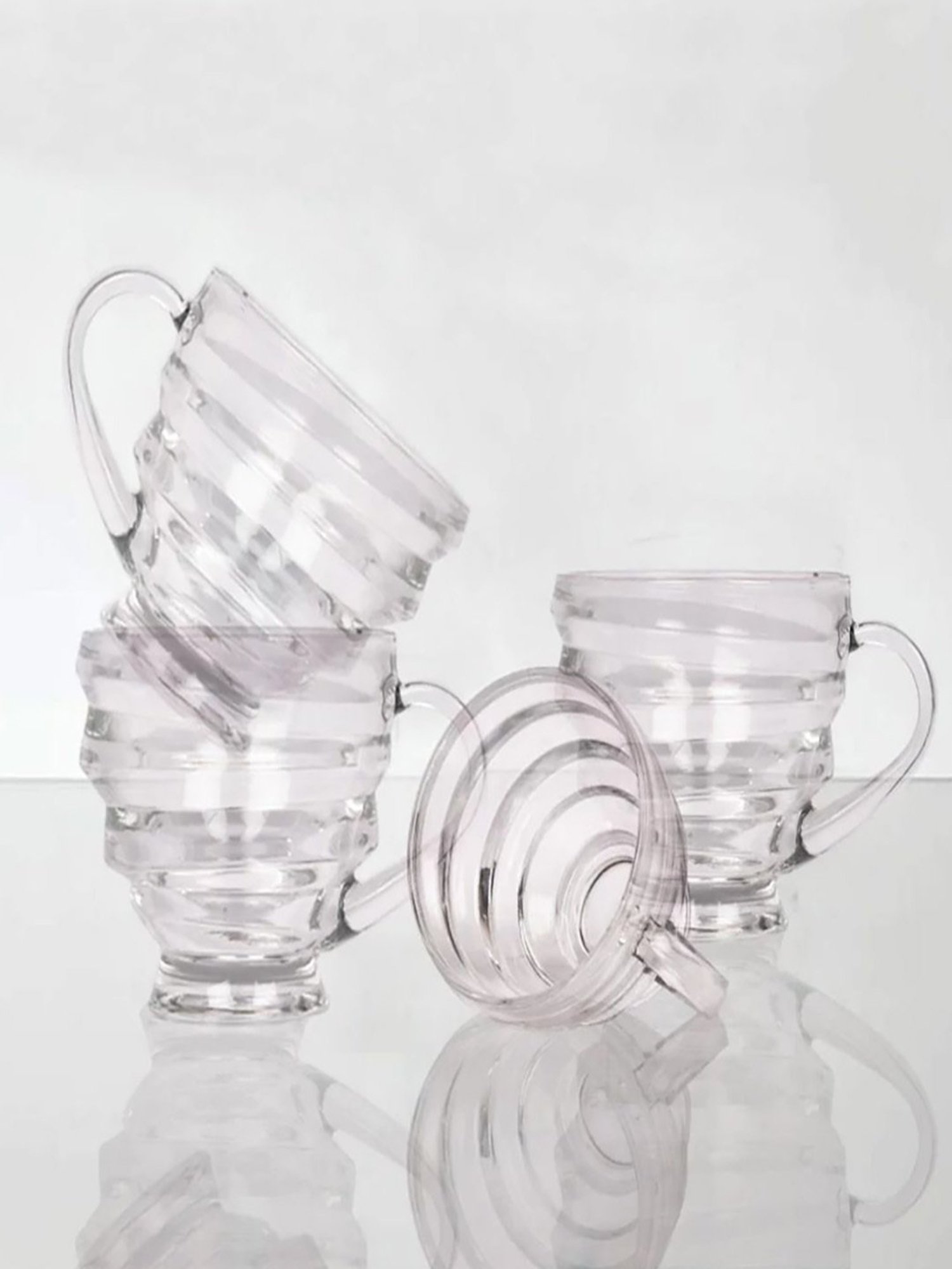 The Artment White Glass Minimalist Crinkled Teacups - Set of 6