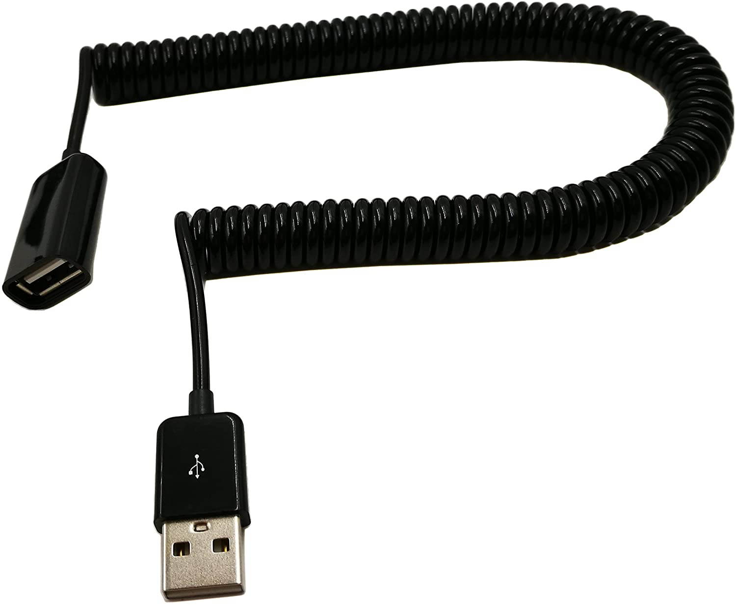zdyCGTime 10FT/2.5M Spiral Coiled USB 2.0 Male to Female Data Sync & Charge Cable (Black)