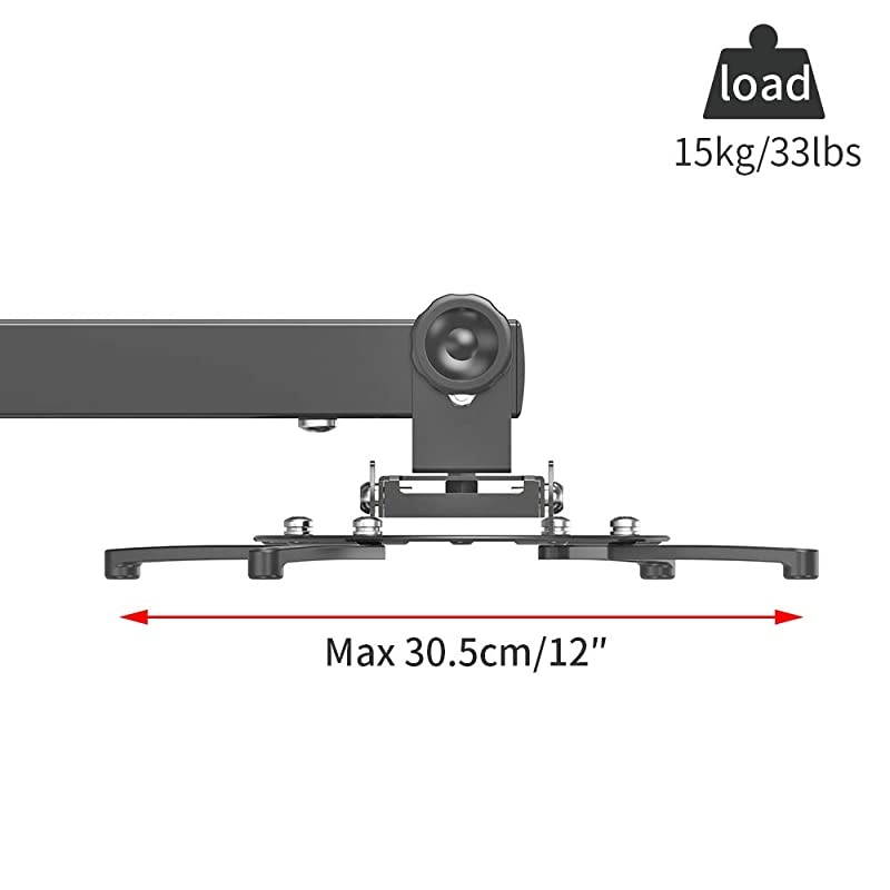 Universal Projector Ceiling Mount Wall Mount Bracket with Extendable Pole Length 165quot252quotHold up to 33lbsBlackTwo Different Install Ways