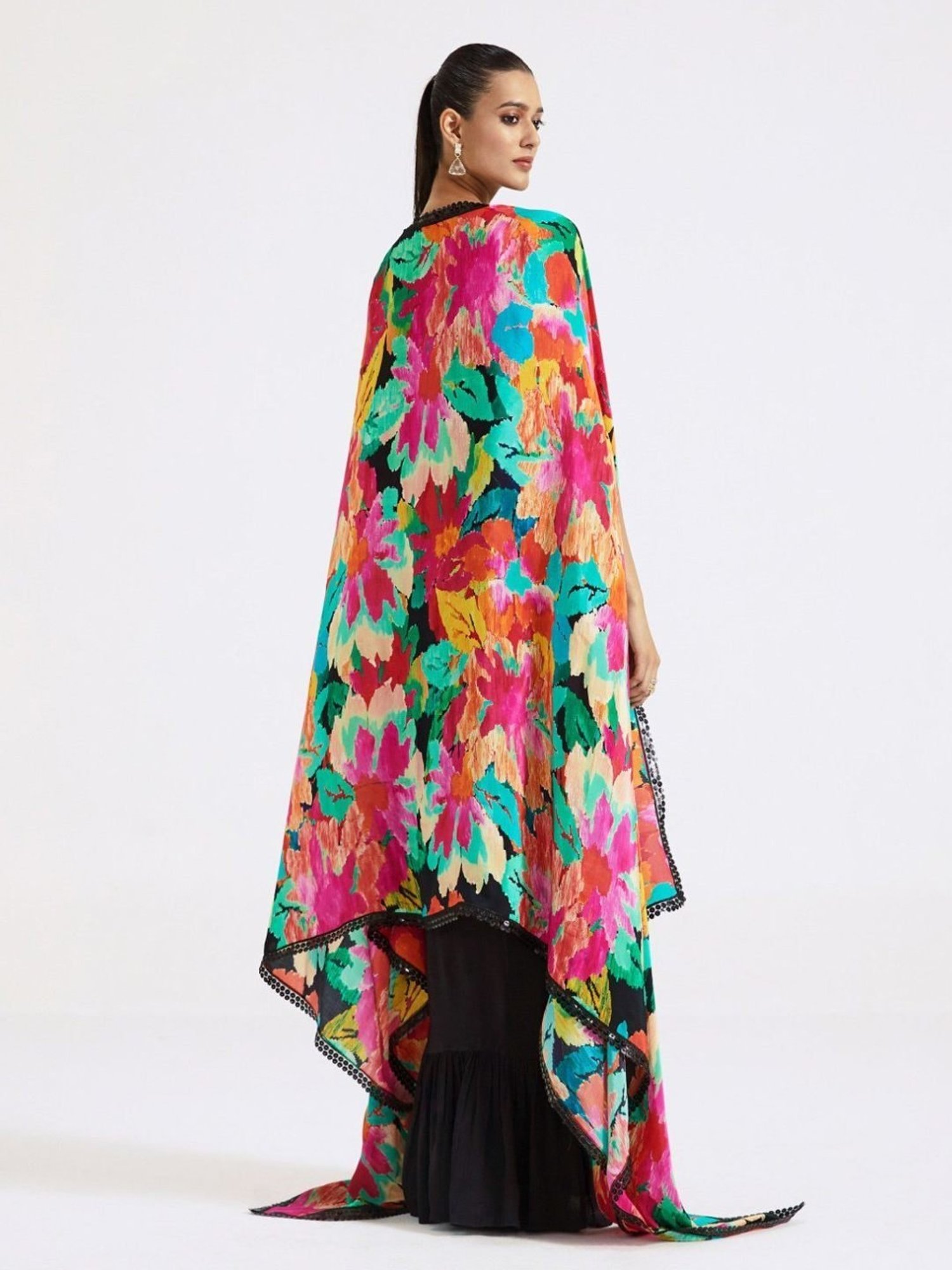 Basanti Kapde aur Koffee Multicolored Evolve Skirt with Blouse and Cape