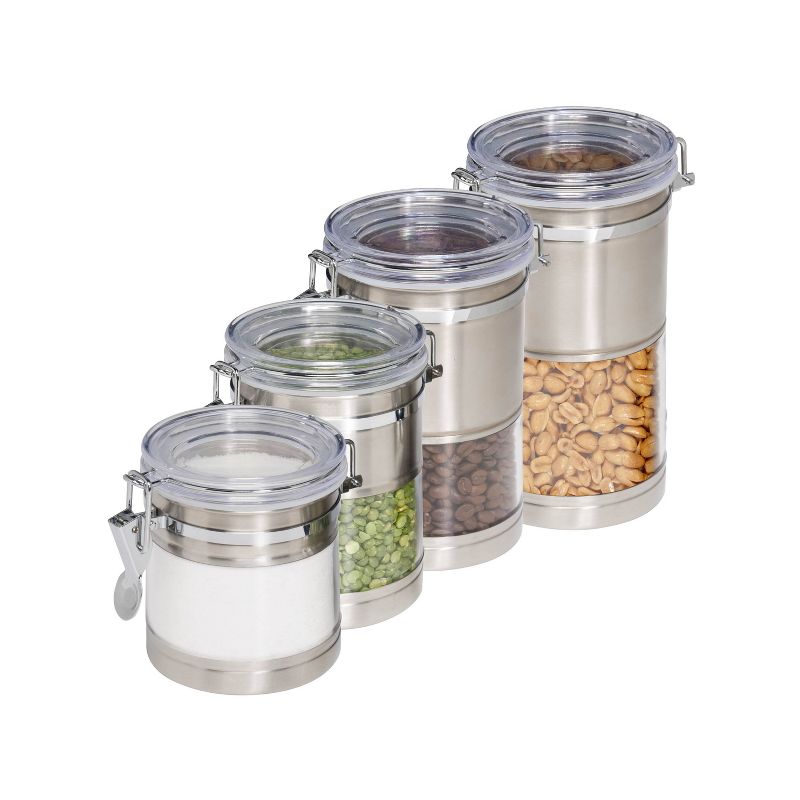 Honey-Can-Do Stainless and Acrylic Canisters - 4Pk