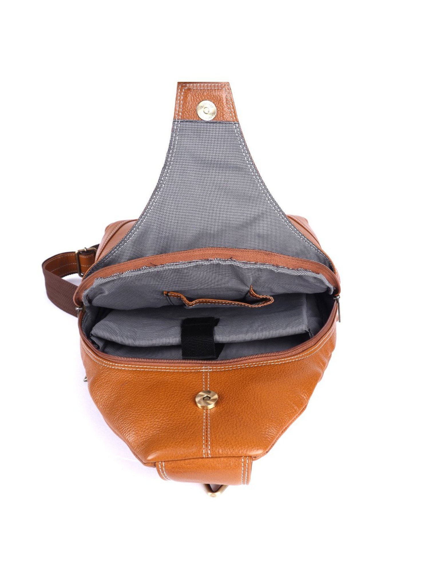 HiLEDER Pure Genuine Leather Sling Cross Body Outdoor Passport Chest Bag for Men and Women, Tan