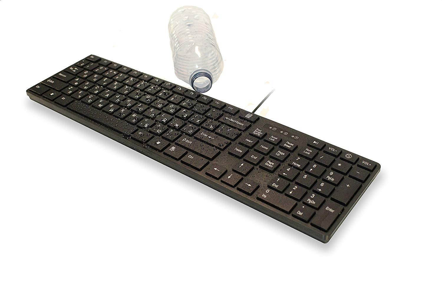 USB Keyboard with Russian English (Cyrillic) Letters/Characters- Full Size Slim Desktop Design
