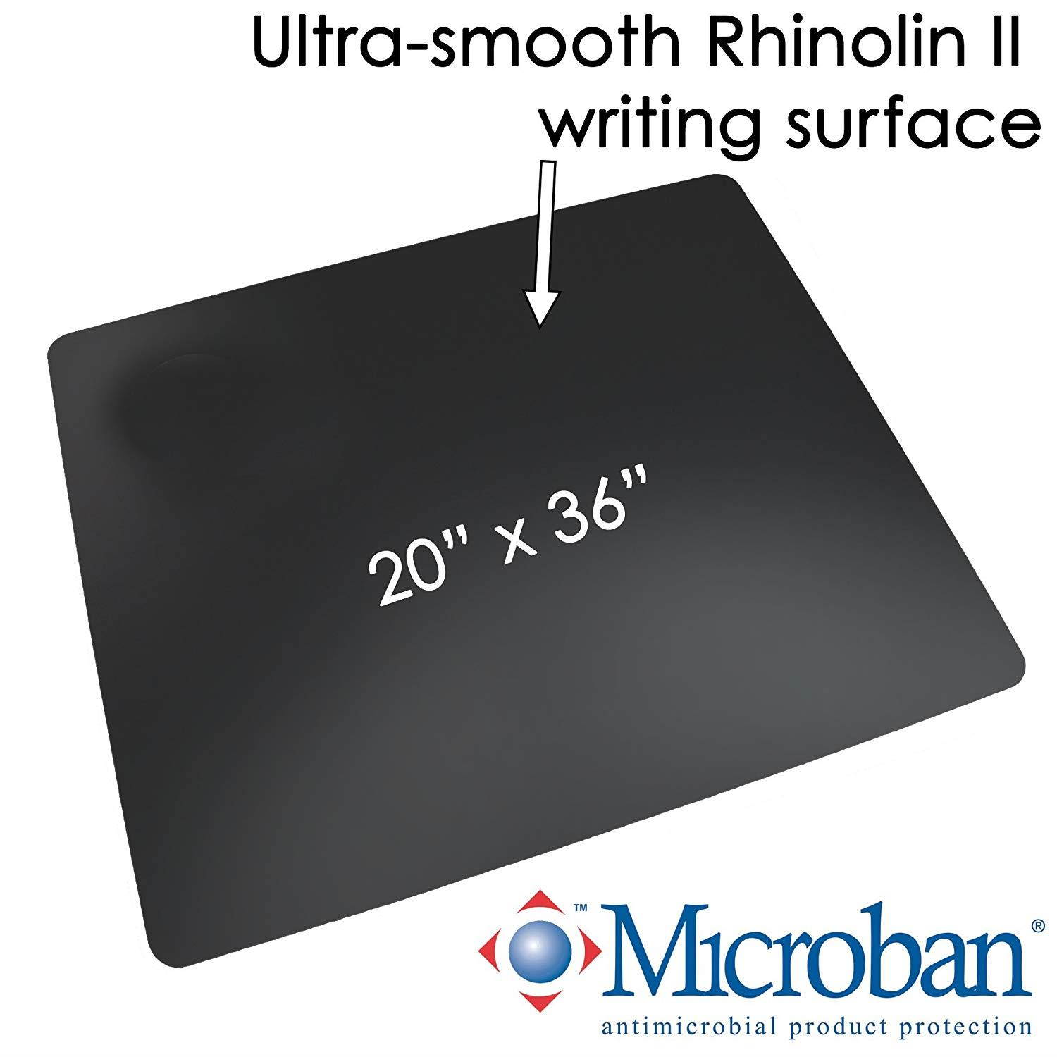 Artistic 20" x 36" Rhinolin II Ultra-Smooth Writing Pad Desk Mat with Exclusive Microban Antimicrobial Protection, Black