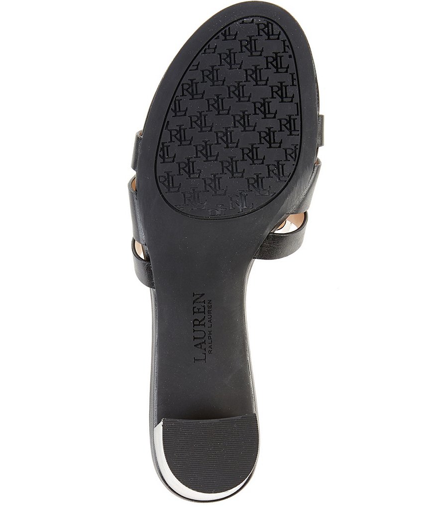 Lauren Ralph Lauren Whitnee Woven Leather Block Heel Mules