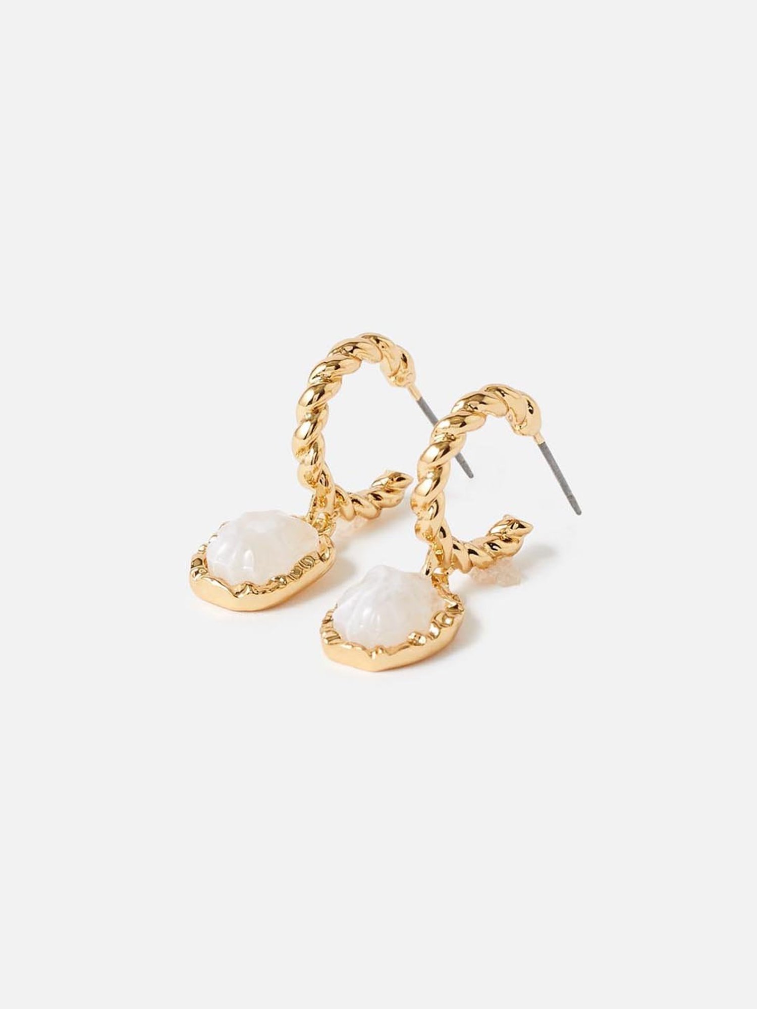 Accessorize London Country Retreat Twist White & Golden Drop Earrings