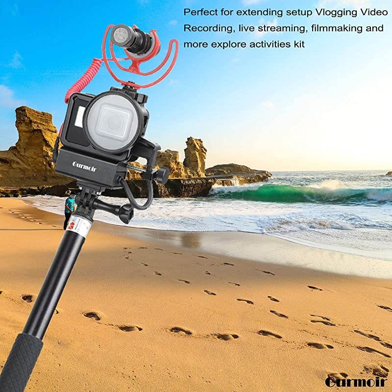 Case Microphone Adapter for Gopro Hero 7 BlackHero 6Hero 5 Action Camera Aluminum Metal Cage Accessories Setup Vlogging Video Recording Kit