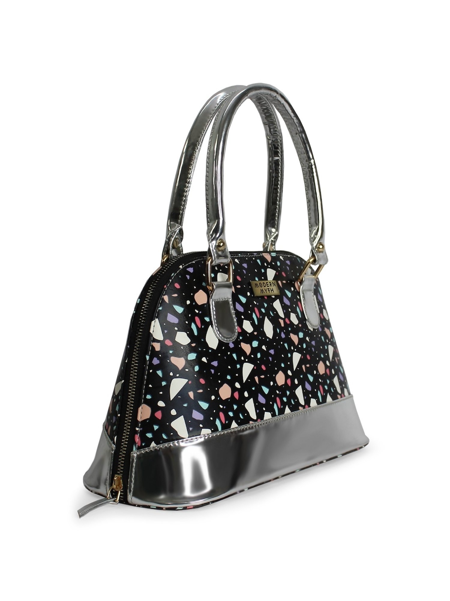 Modern Myth Black Printed Medium Handbag