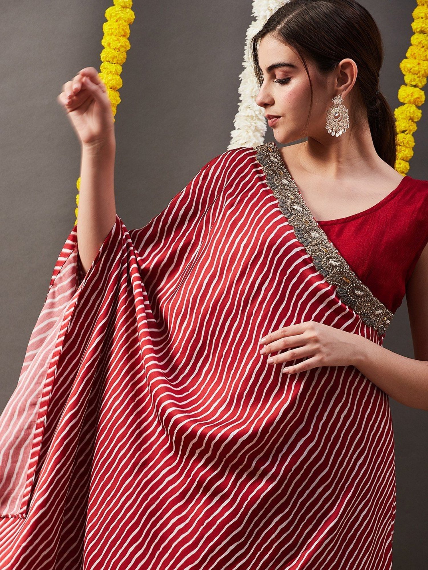 Fashor Maroon Printed Maxi Dress With Cape