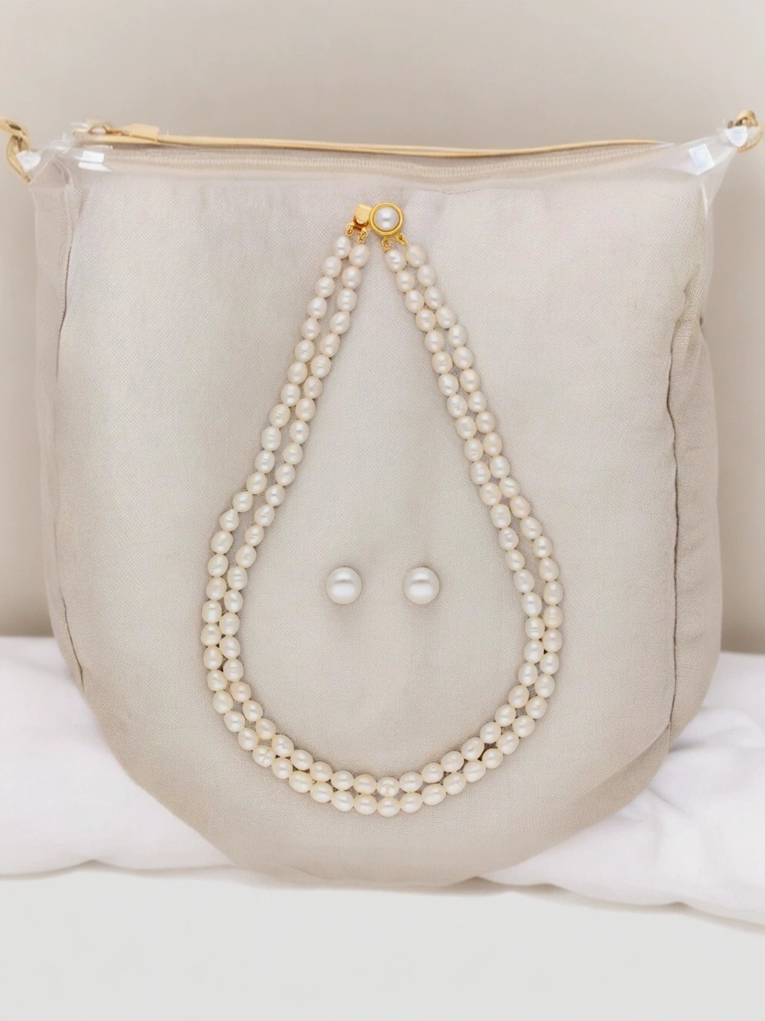 Sri Jagdamba Pearls White Alloy Classic Necklace & Earring Set