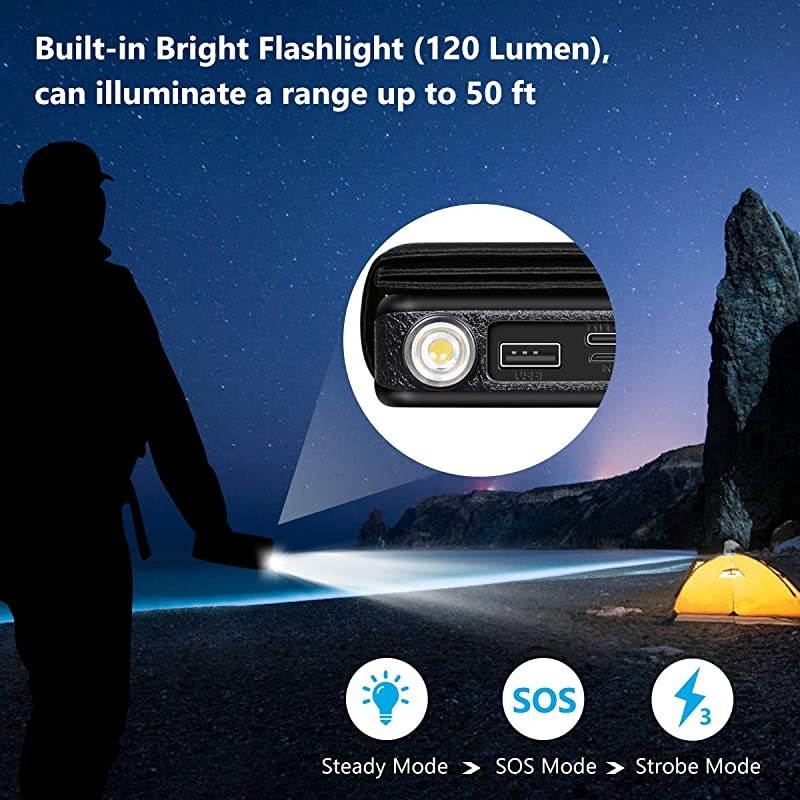 Solar Charger 25000mAh  Portable Solar Power Bank with TypeC Input for Smart Phones Ipad Laptop and Outdoor Waterproof