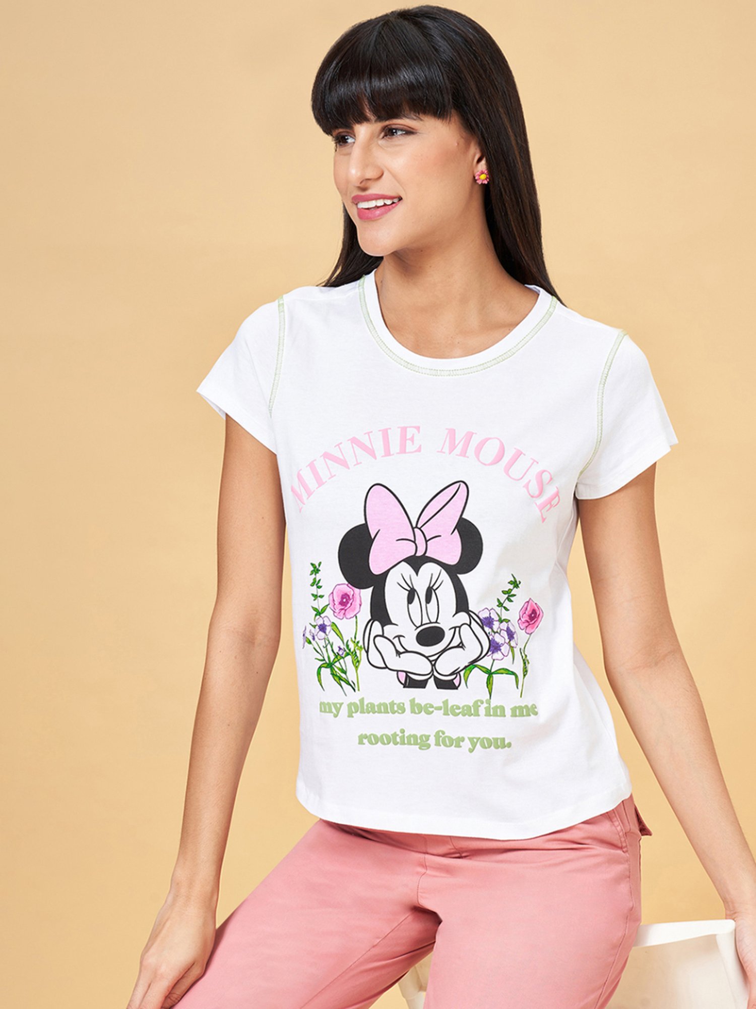 Honey by Pantaloons White Cotton Printed T-Shirt