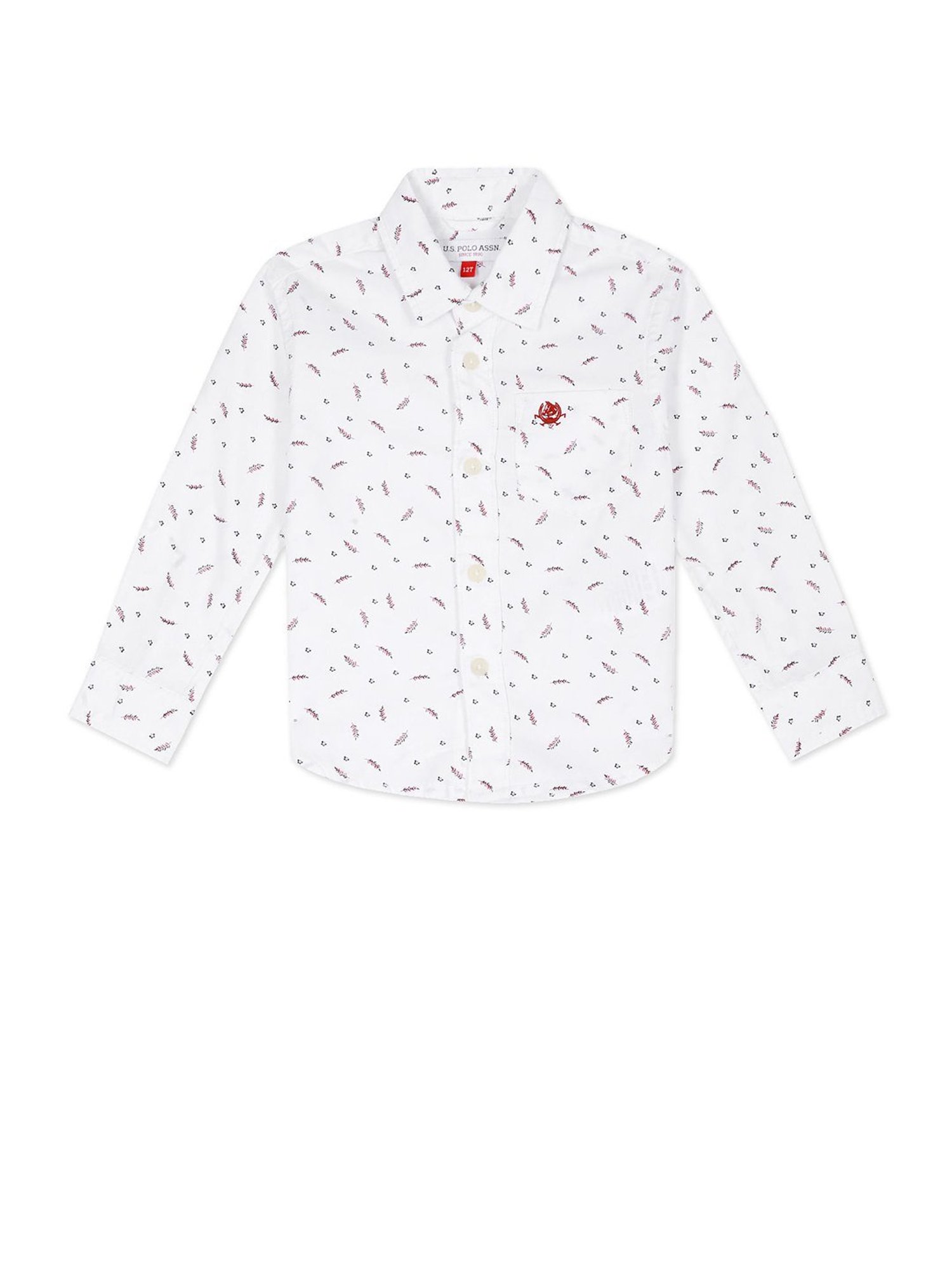 U.S. Polo Assn. Kids White Printed Full Sleeves Shirt