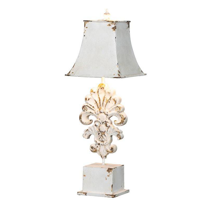 Vintage Table Lamp Distressed White - A&B Home