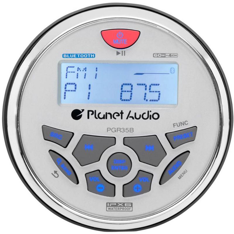 Planet Audio PGR35B 3.5" Gauge Marine MP3/Radio Receiver Bluetooth+4) Speakers