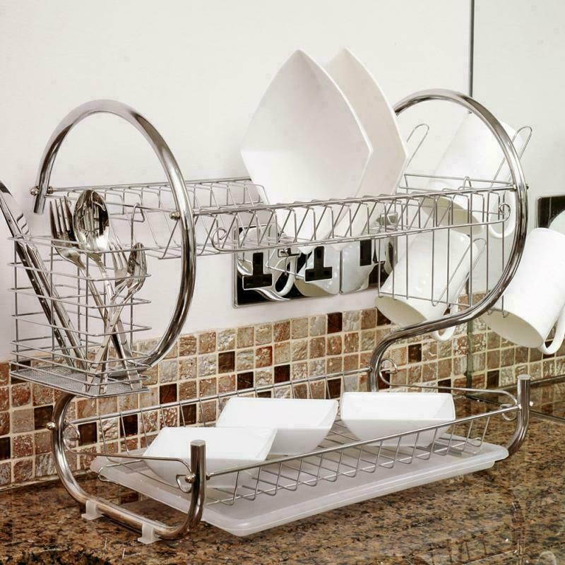 Hot Kitchen Dish Cup Drying Rack Drainer Dryer Tray Cutlery Holder Organizer US