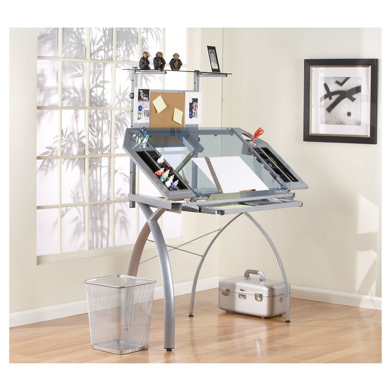 Futura Tower - Silver/Blue Glass