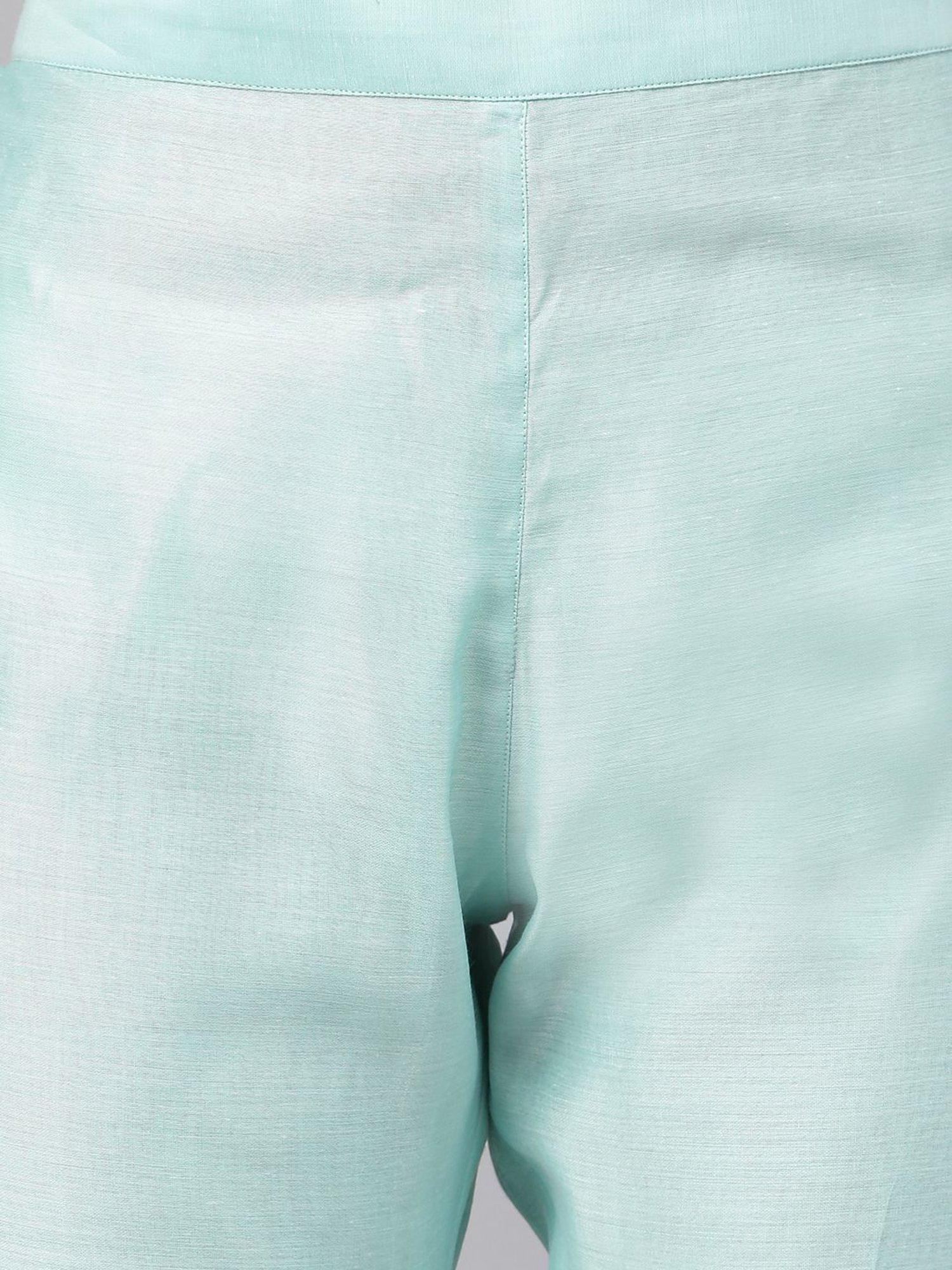 Janasya Sea Blue Embroidered Kurta Pant Set With Dupatta