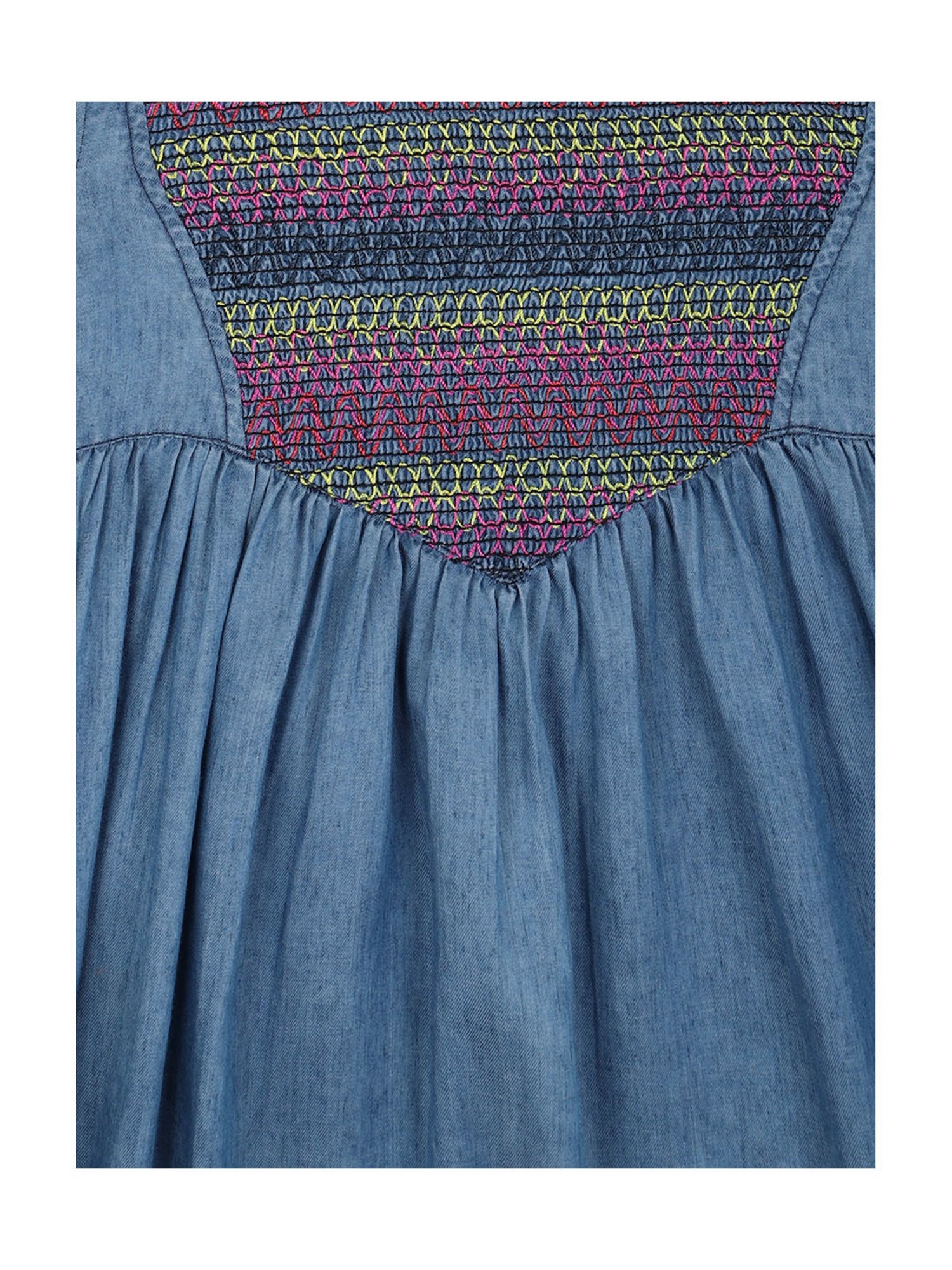 Peter England Kids Blue Embroidered Full Sleeves Dress