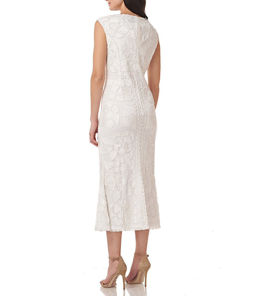 JS Collections V-Neck Sleeveless Beaded Soutache Midi Dress