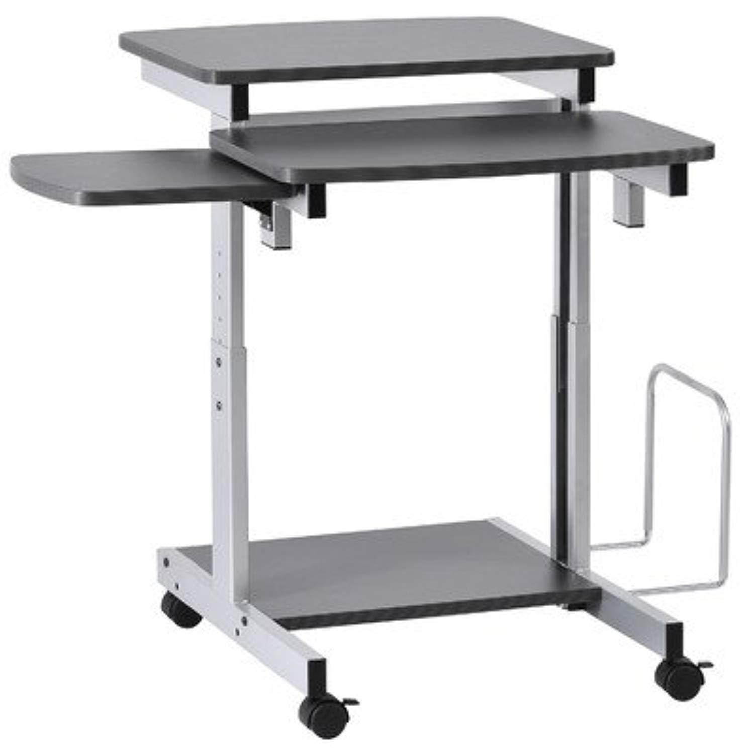 Buddy Products Capri Compact PC Workstation, 31.175 x 34 x 31.5 Inches, Charcoal and Silver (9116-36)