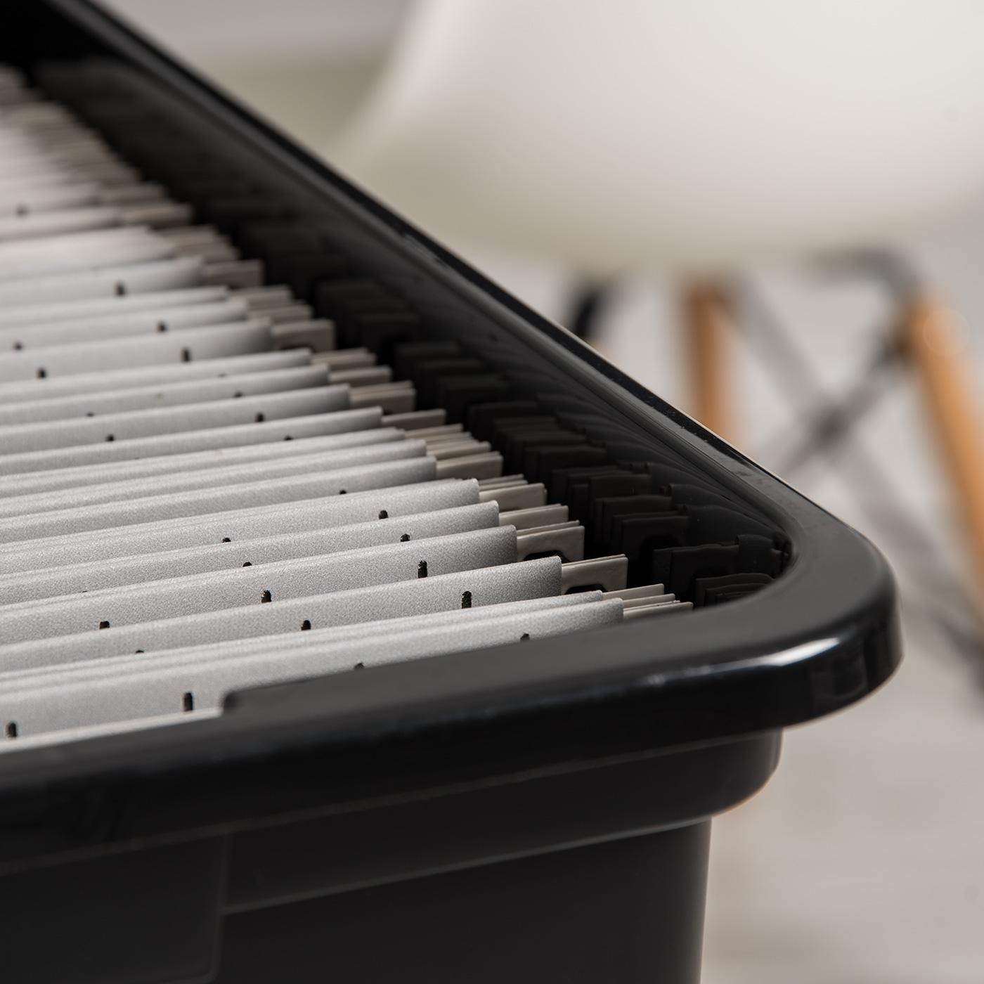 IRIS Dual Purpose Letter and Legal Size File Box, 4 Pack, Black/Clear