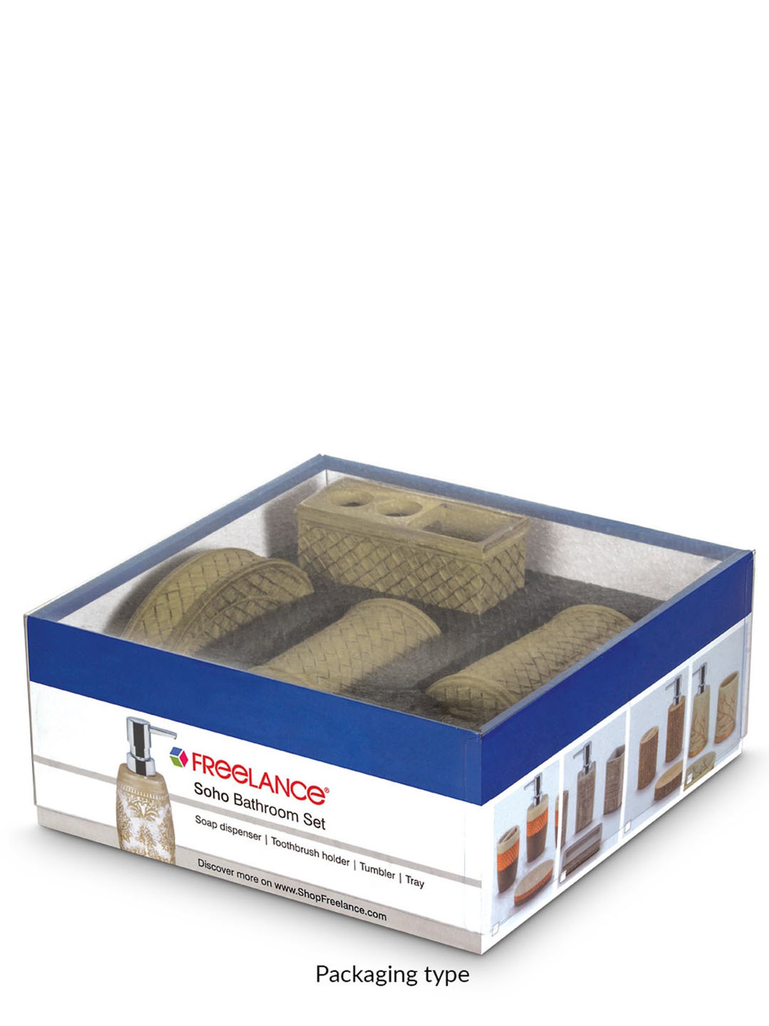 Freelance Brown Polyresin Set of 4 Bathroom Accessories