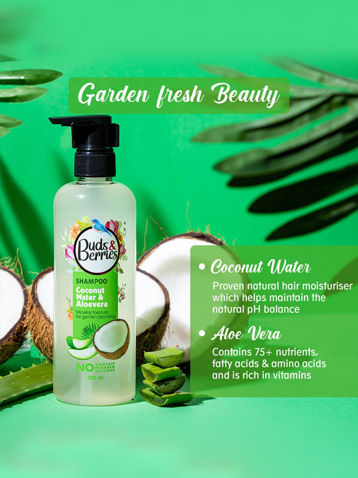 Buds & Berries Coconut Water & Aloe Vera Shampoo - 300 ml