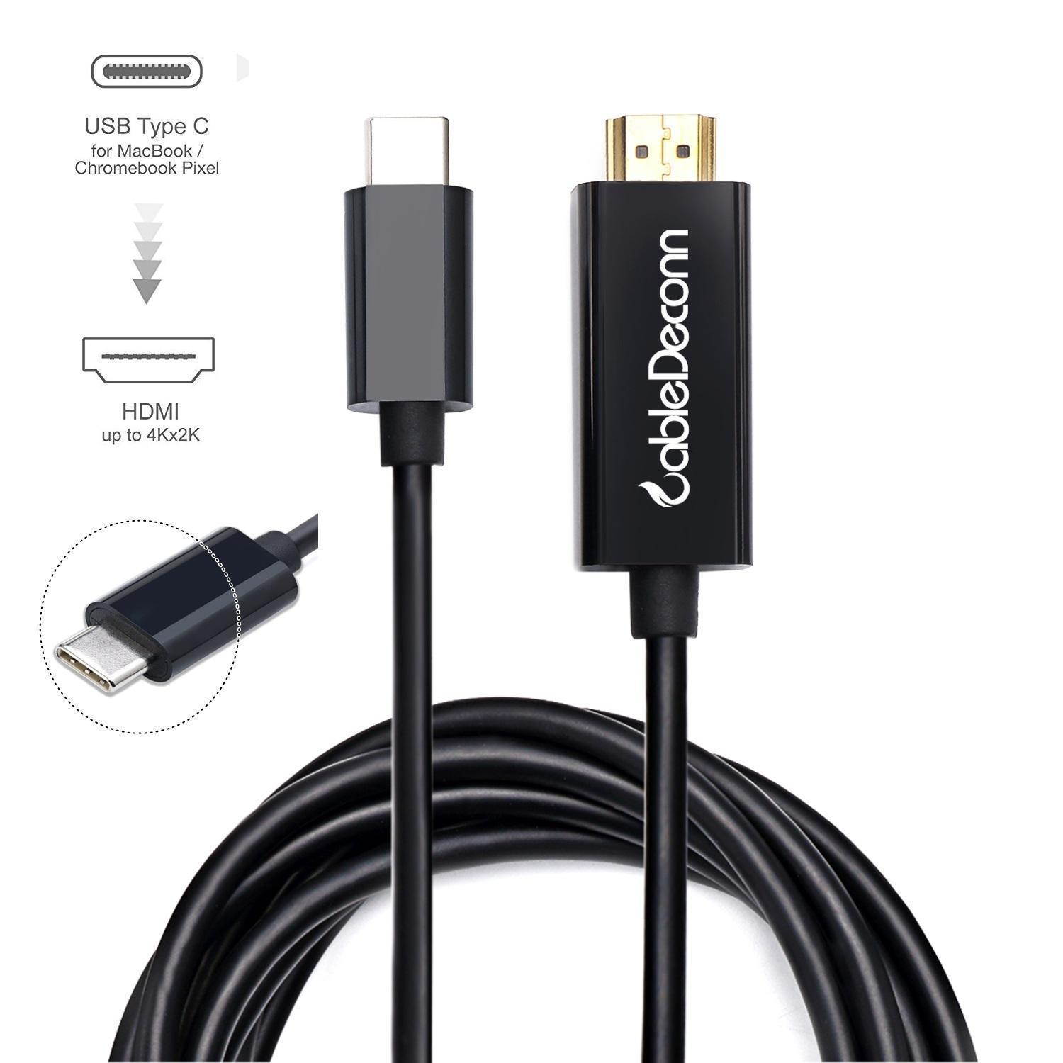 CableDeconn USB 3.1 Type C to HDMI 4K HDTV Adapter Cable for Laptop 1.8m