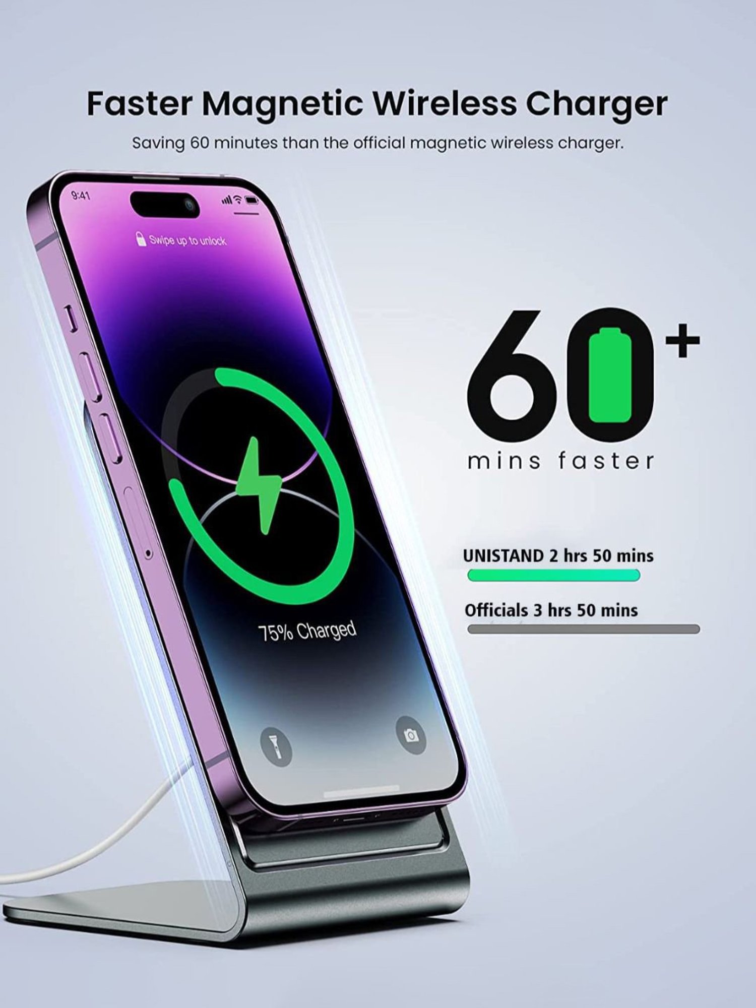 Unigen Audio Unistand Mag Safe Fast Charging Dock 15W Magnetic Charger (Black)